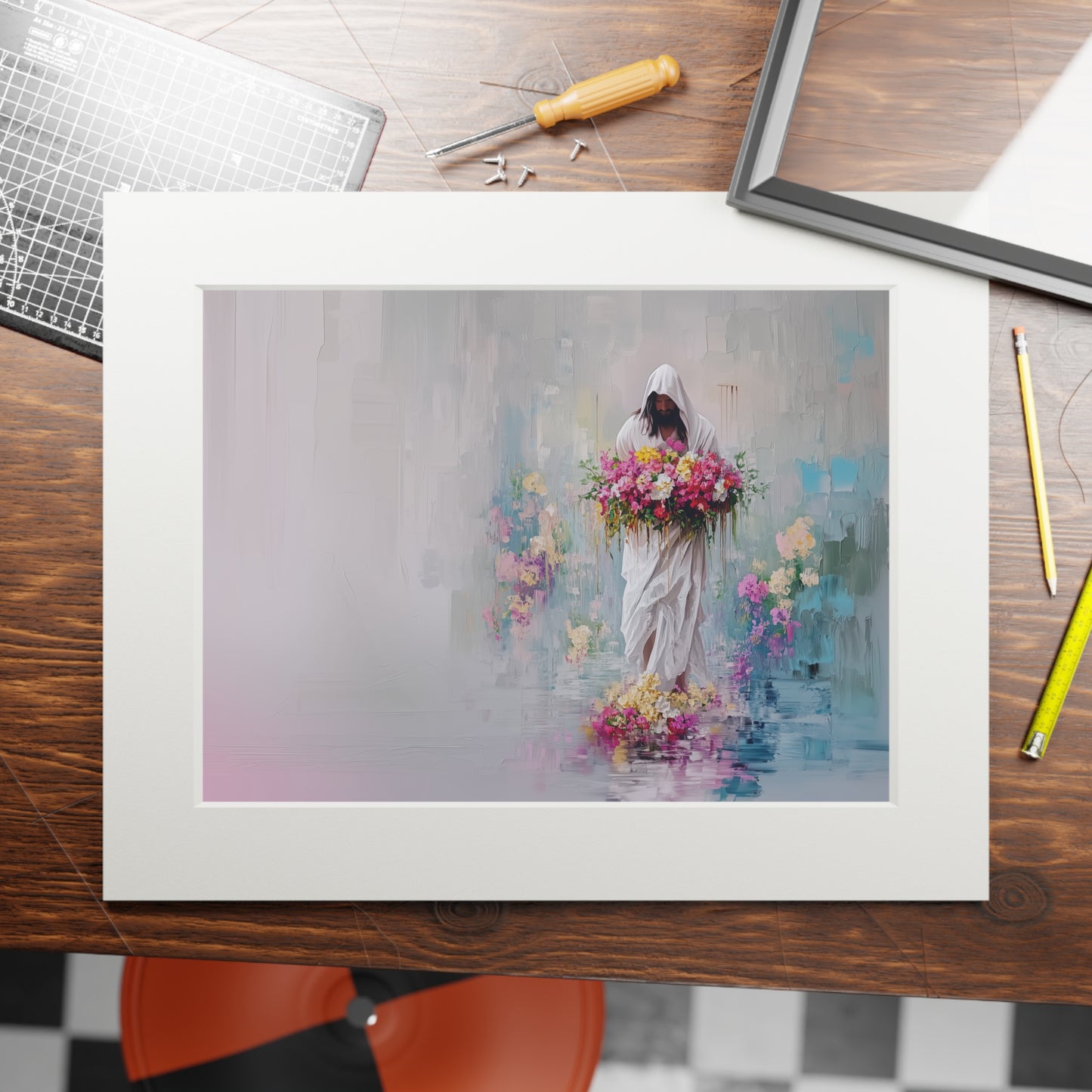 WALKING ON FLORAL WATERS Fine Art Prints (Passepartout Paper Frame)