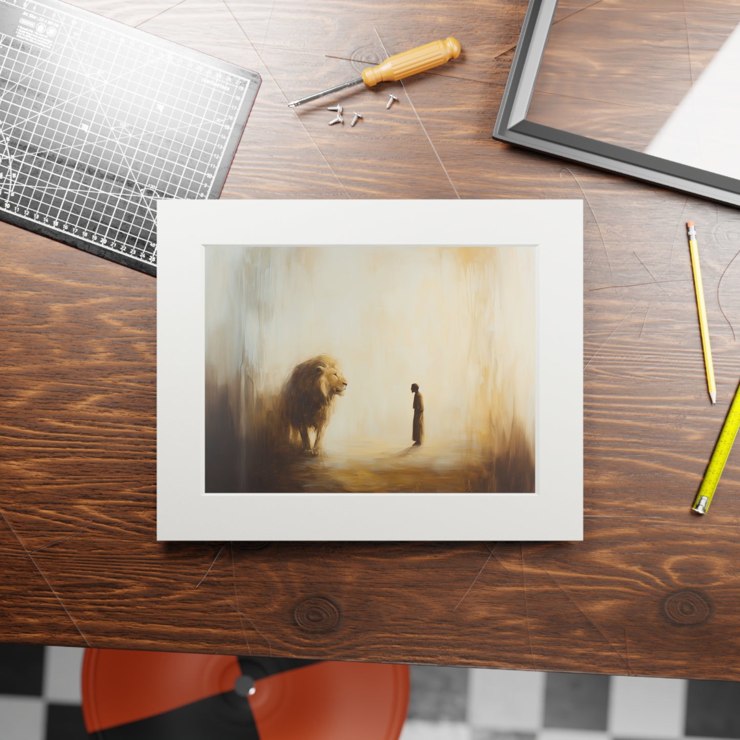 DANIEL AND THE LION Fine Art Prints (Passepartout Paper Frame)
