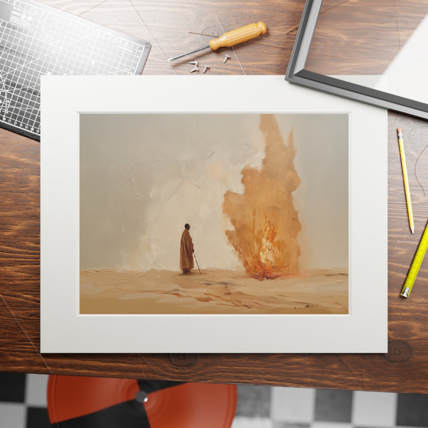 MOSES AND THE BURNING BUSH Fine Art Print (Passepartout Paper Frame)