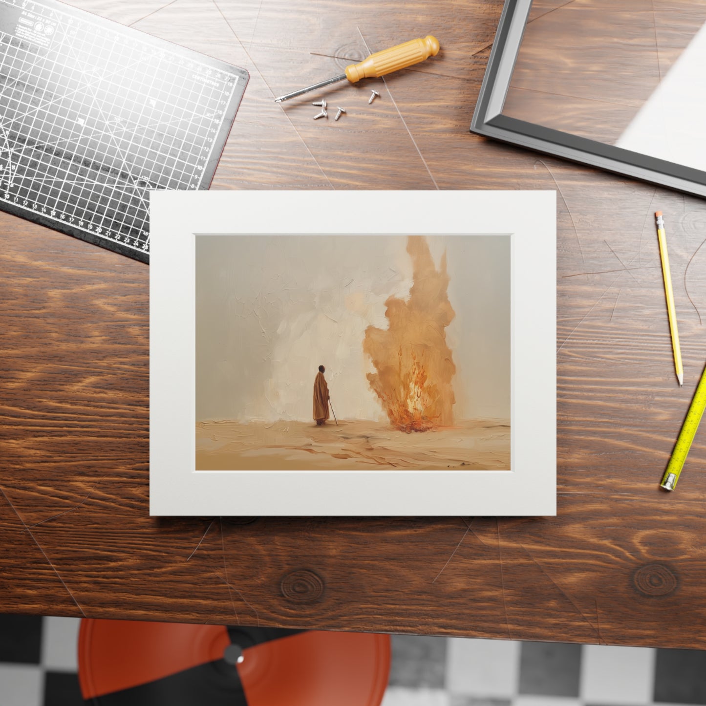 MOSES AND THE BURNING BUSH Fine Art Print (Passepartout Paper Frame)