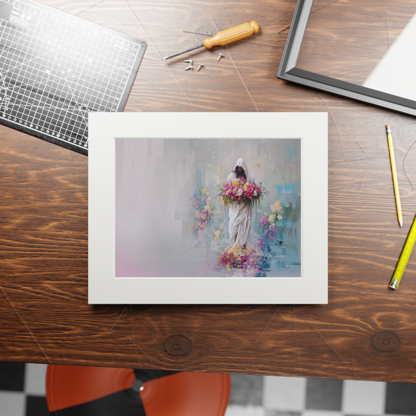 WALKING ON FLORAL WATERS Fine Art Prints (Passepartout Paper Frame)