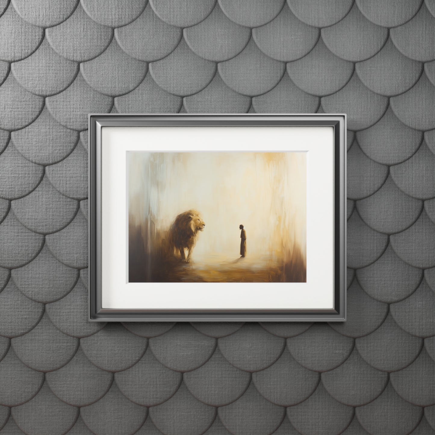 DANIEL AND THE LION Fine Art Prints (Passepartout Paper Frame)