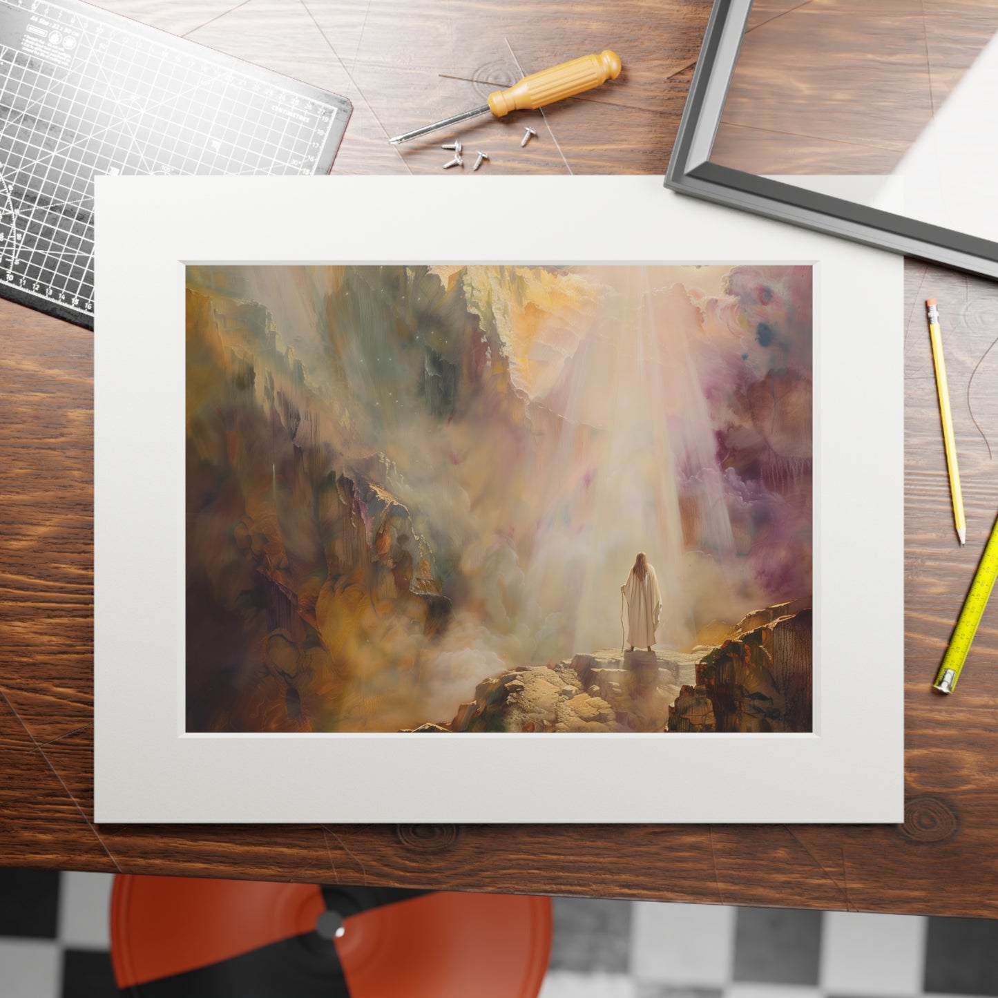 MOSES ON MOUNT SINAI Fine Art Prints (Passepartout Paper Frame)