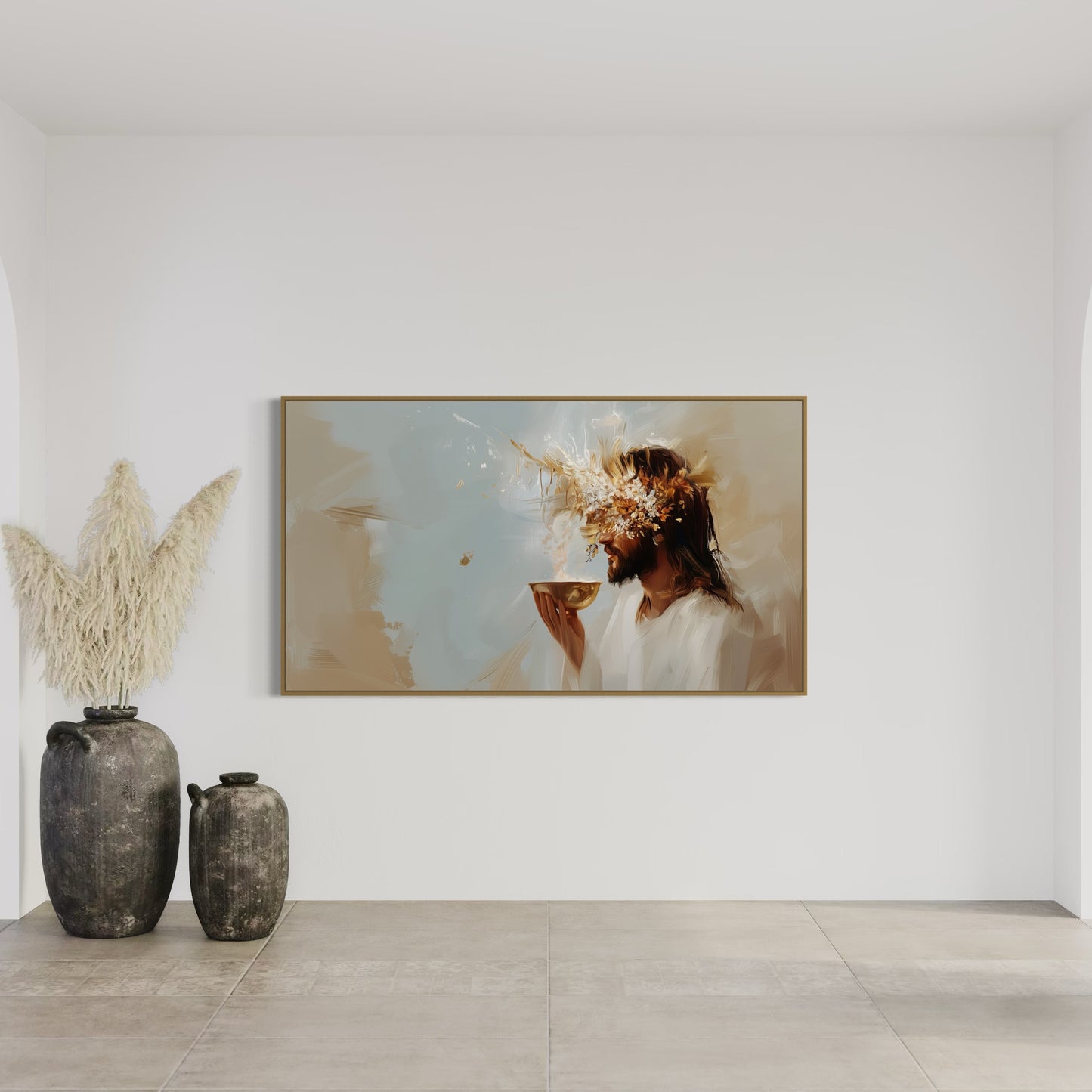 EVERLASTING CUP OF LIFE (Stretched Canvas Print + Floating Oak Frame)