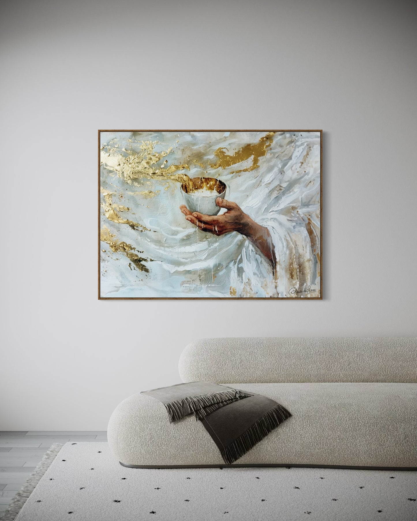 OVERFLOWING CUP (Stretched Canvas Print + Floating Oak Frame)