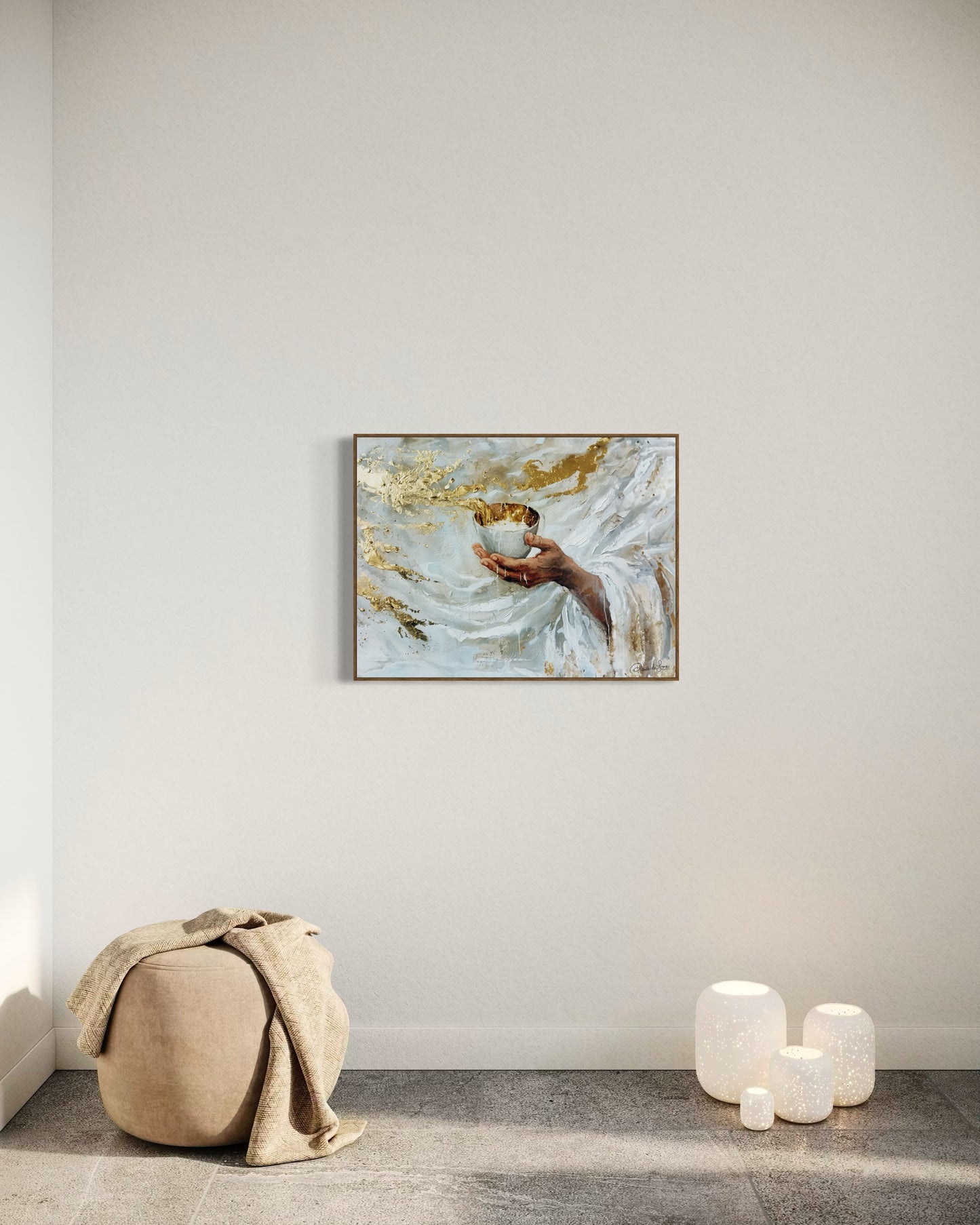OVERFLOWING CUP (Stretched Canvas Print + Floating Oak Frame)
