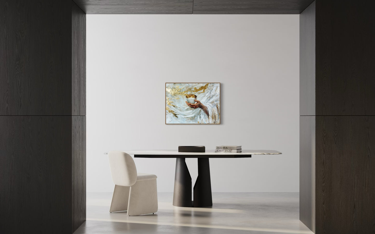 OVERFLOWING CUP (Stretched Canvas Print + Floating Oak Frame)