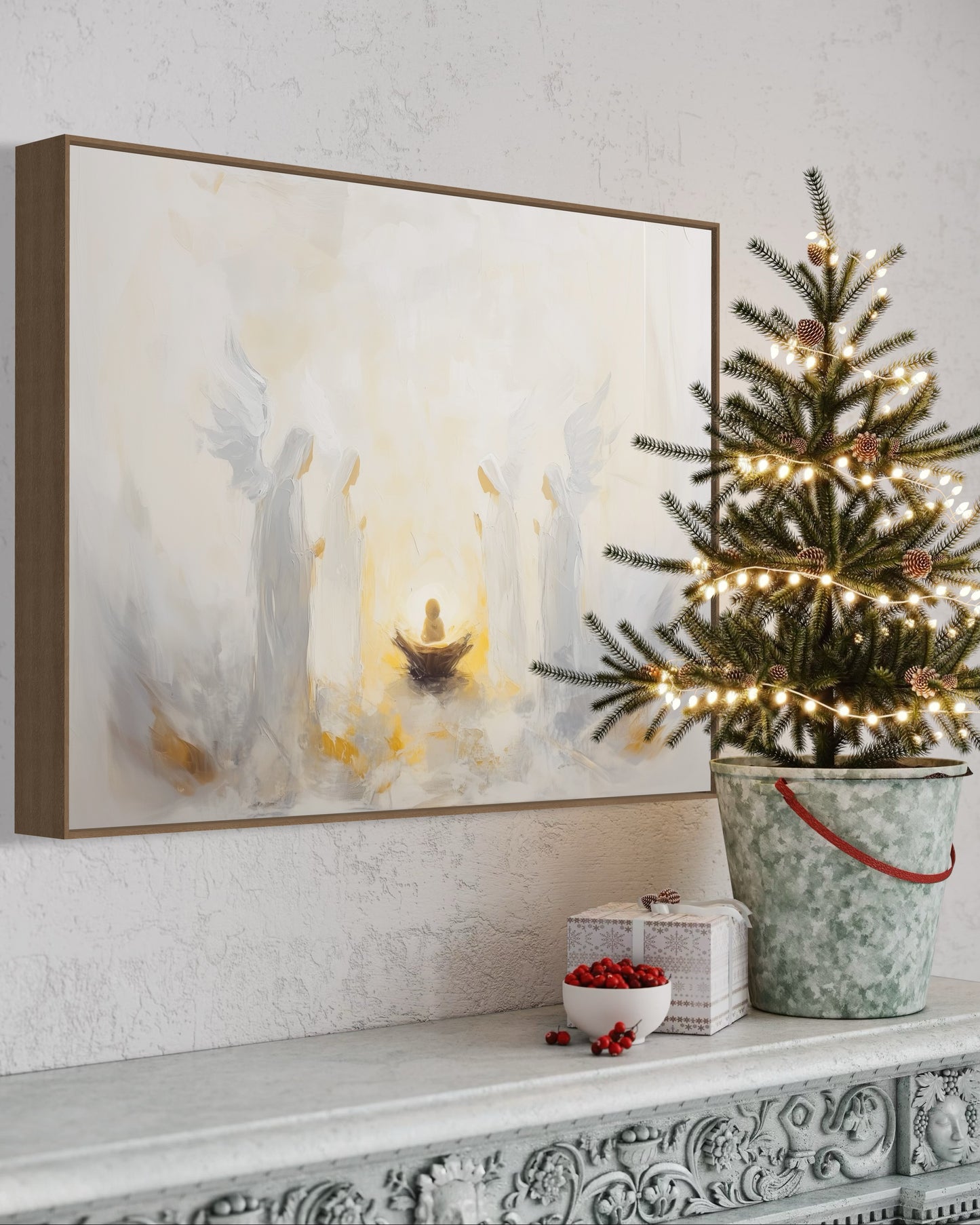 ANGELS OF CHRIST (Stretched Canvas Print + Floating Oak Frame)