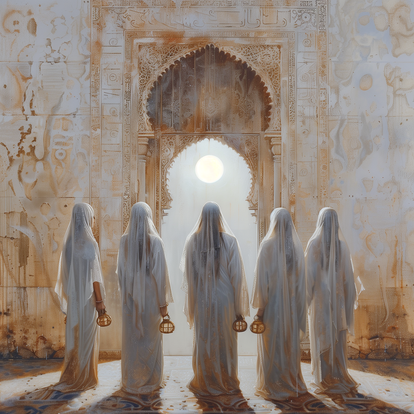 LANTERNS OF THE FAITHFUL (Stretched Canvas Print + Floating Oak Frame)