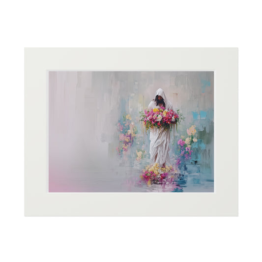 WALKING ON FLORAL WATERS Fine Art Prints (Passepartout Paper Frame)
