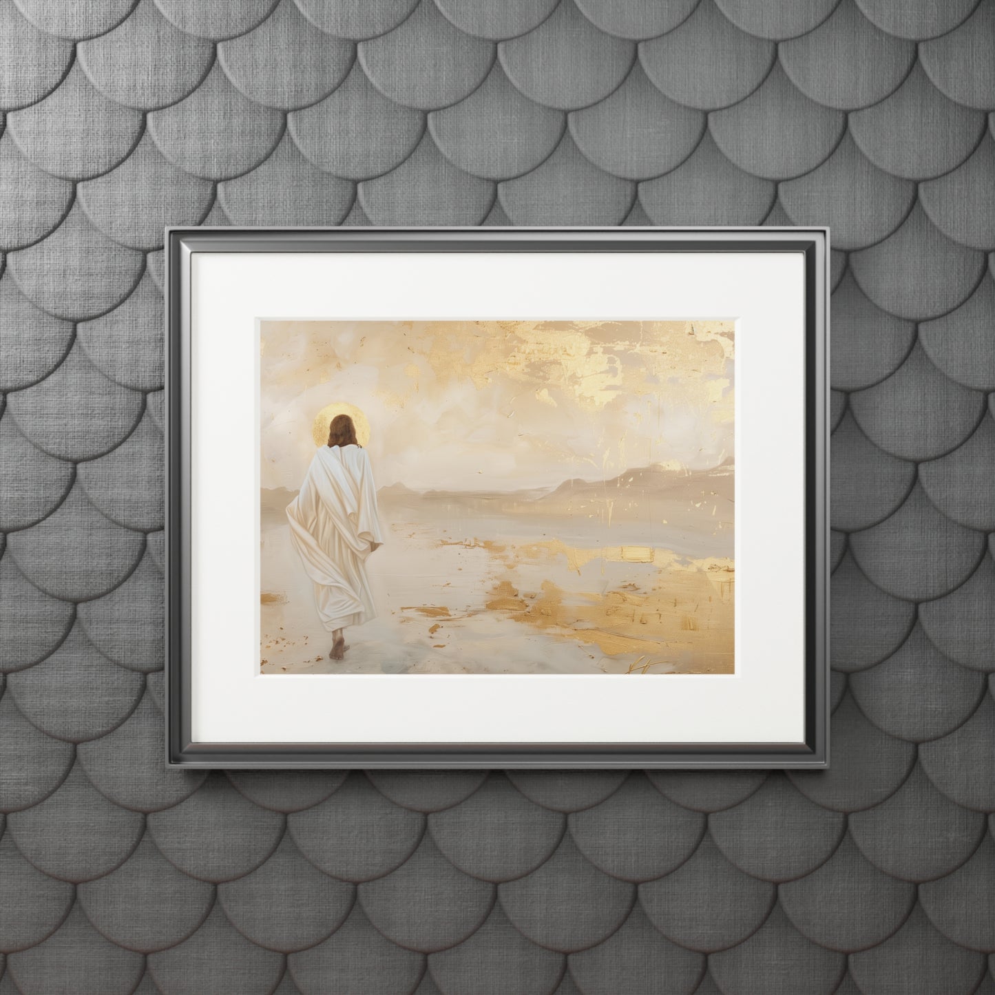 JESUS IN THE DESERT Fine Art Prints (Passepartout Paper Frame)