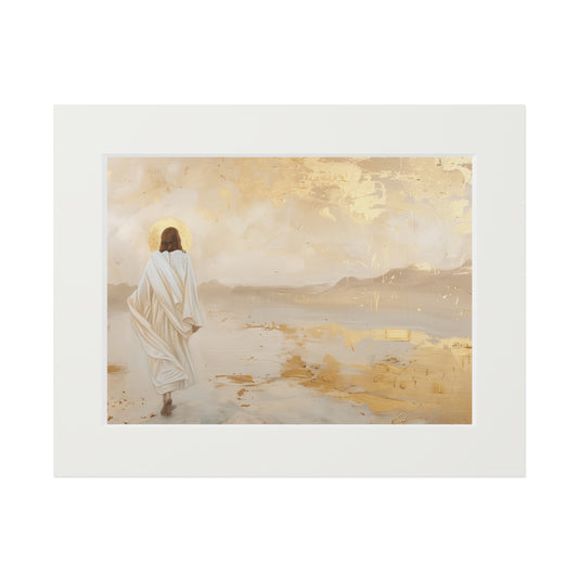 JESUS IN THE DESERT Fine Art Prints (Passepartout Paper Frame)