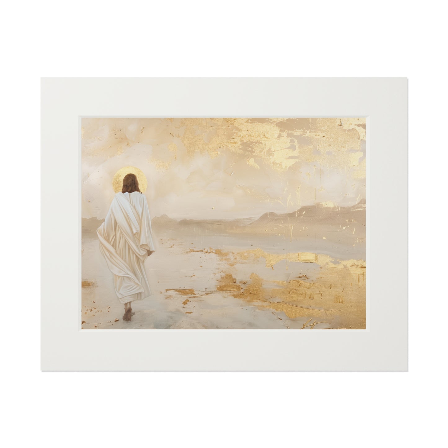 JESUS IN THE DESERT Fine Art Prints (Passepartout Paper Frame)