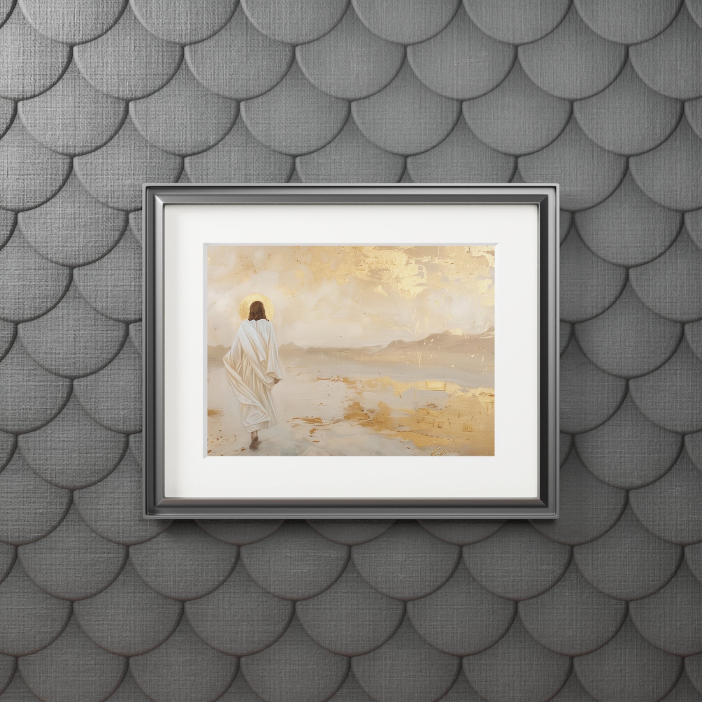 JESUS IN THE DESERT Fine Art Prints (Passepartout Paper Frame)