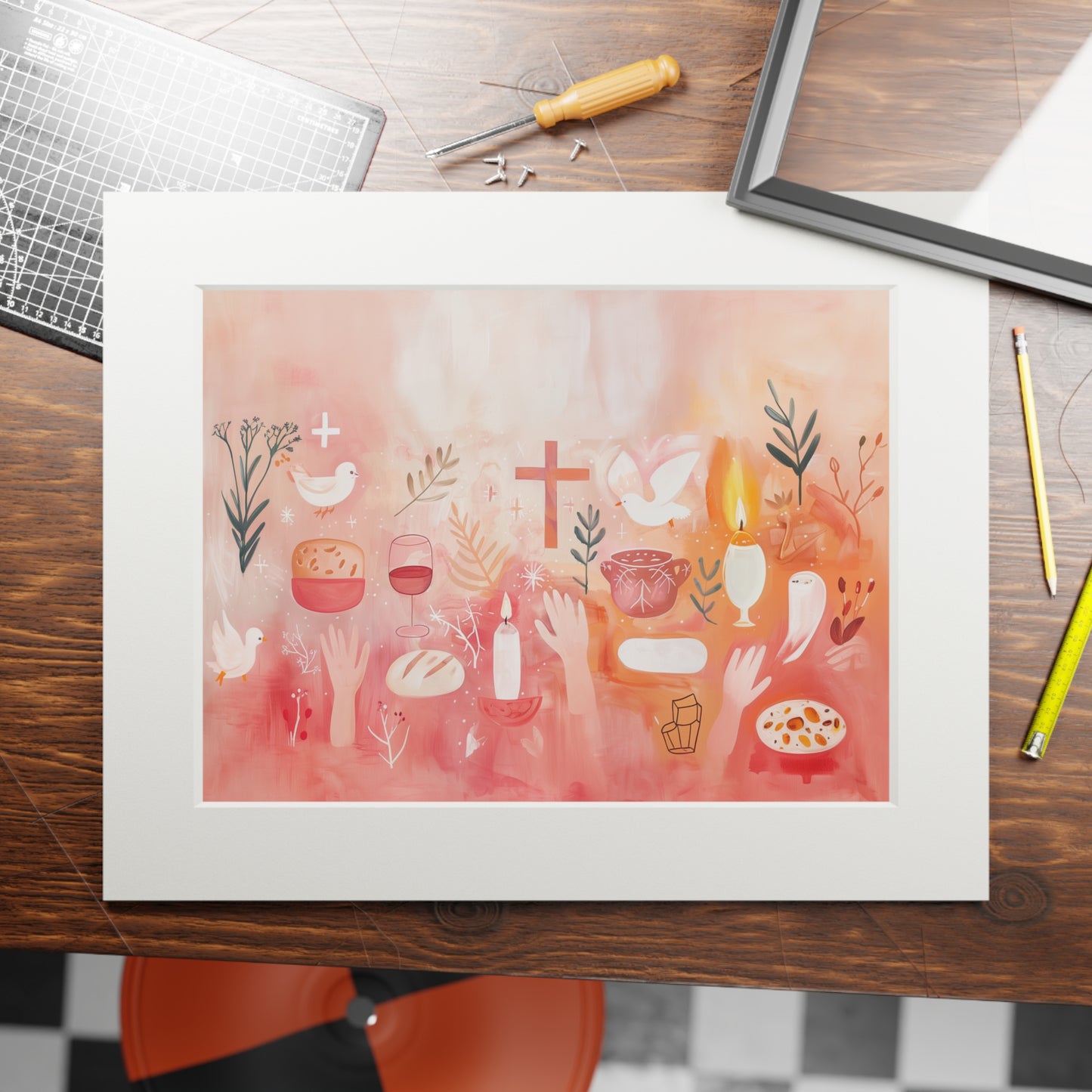 SYMBOLS OF LOVE Fine Art Print (Passepartout Paper Frame)
