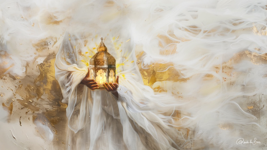 I AM THE LIGHT OF THE WORLD (Stretched Canvas Print + Floating Oak Frame)