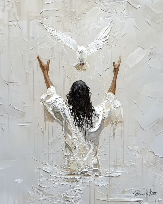 GLORY: THE BAPTISM OF JESUS (Stretched Canvas Print + Floating Oak Frame)