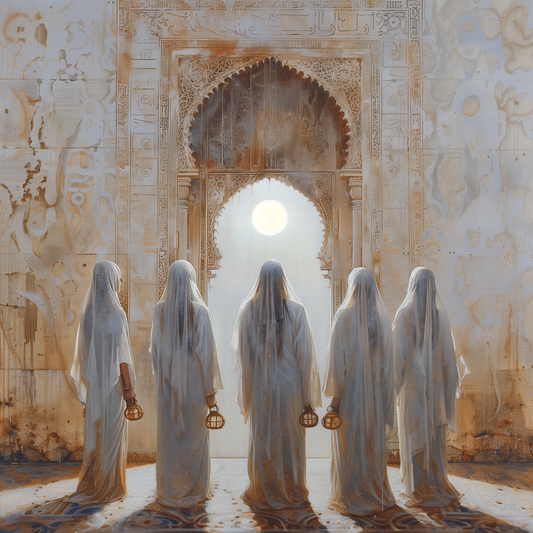 LANTERNS OF THE FAITHFUL (Stretched Canvas Print + Floating Oak Frame)