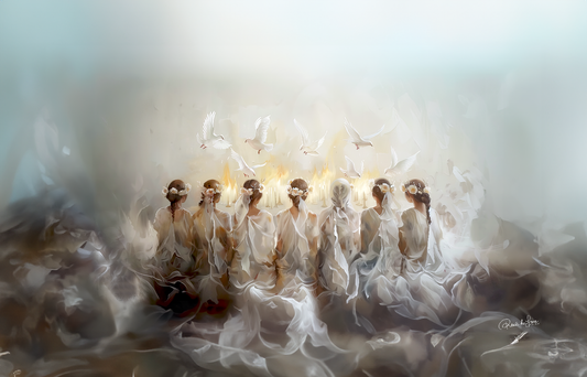 SEVEN GIFTS OF THE SPIRIT (Stretched Canvas Print + Floating Oak Frame)